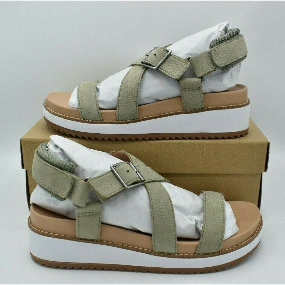 Lucky Brand Women Size 8 M Idenia Wedge Seagrass Embossed Nubuck Sandals Shoes - Picture 3 of 10
